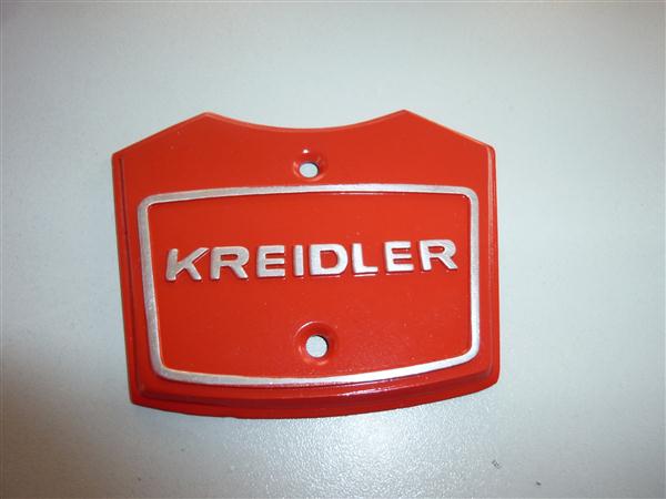 Balhoofd embleem op stuurplaat voor Kreidler florett model 1968 t/m 1972 kleur Rood